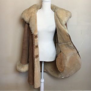 Vintage Suede Shearling Coat Jacket Penny Lane S
